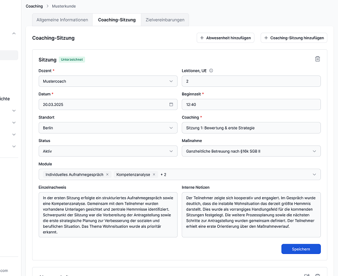Maßnahmendokumentation & Abrechnung